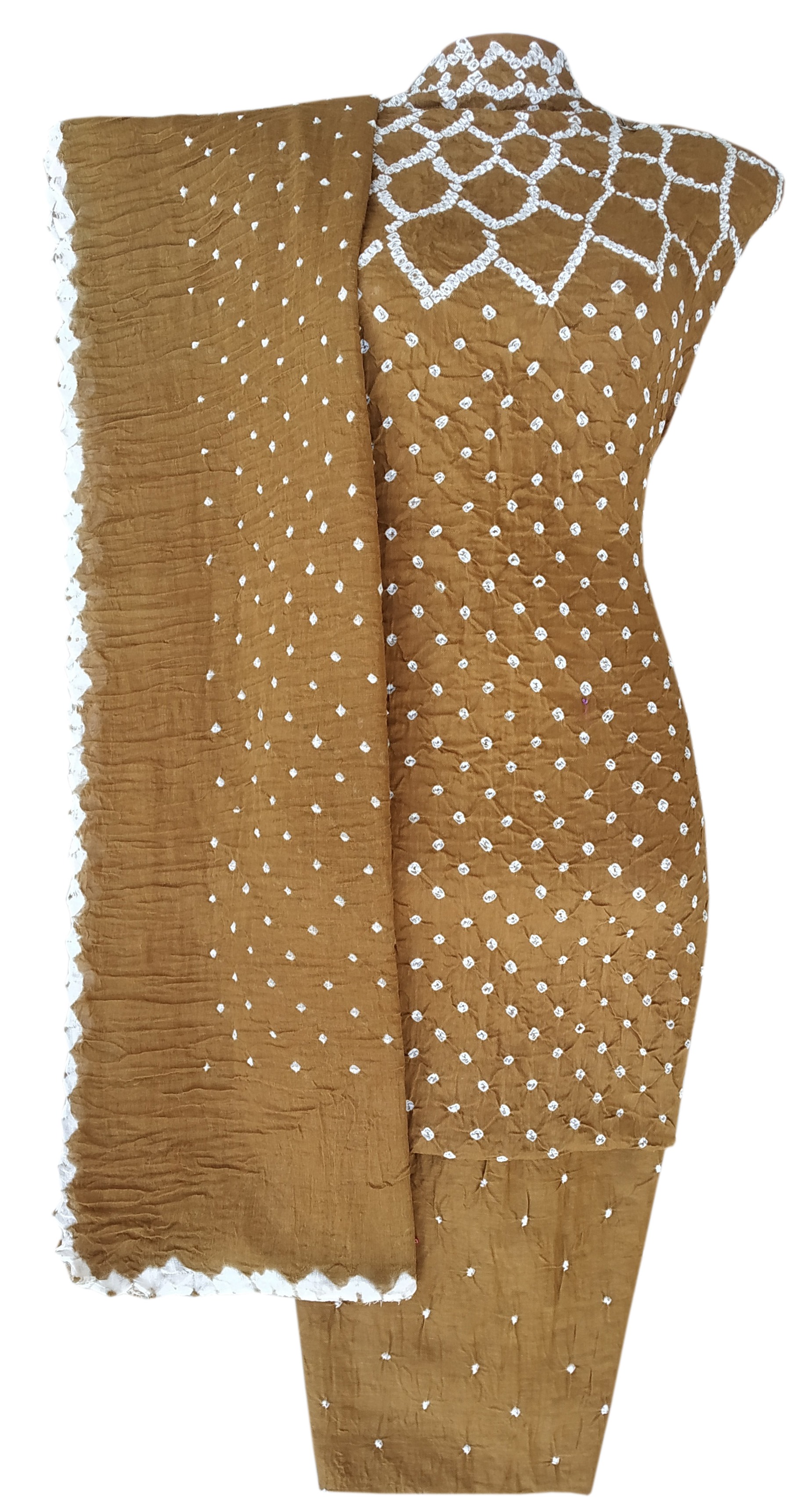 Khakhi Bandhani Dress - AHVAN Handicrafts