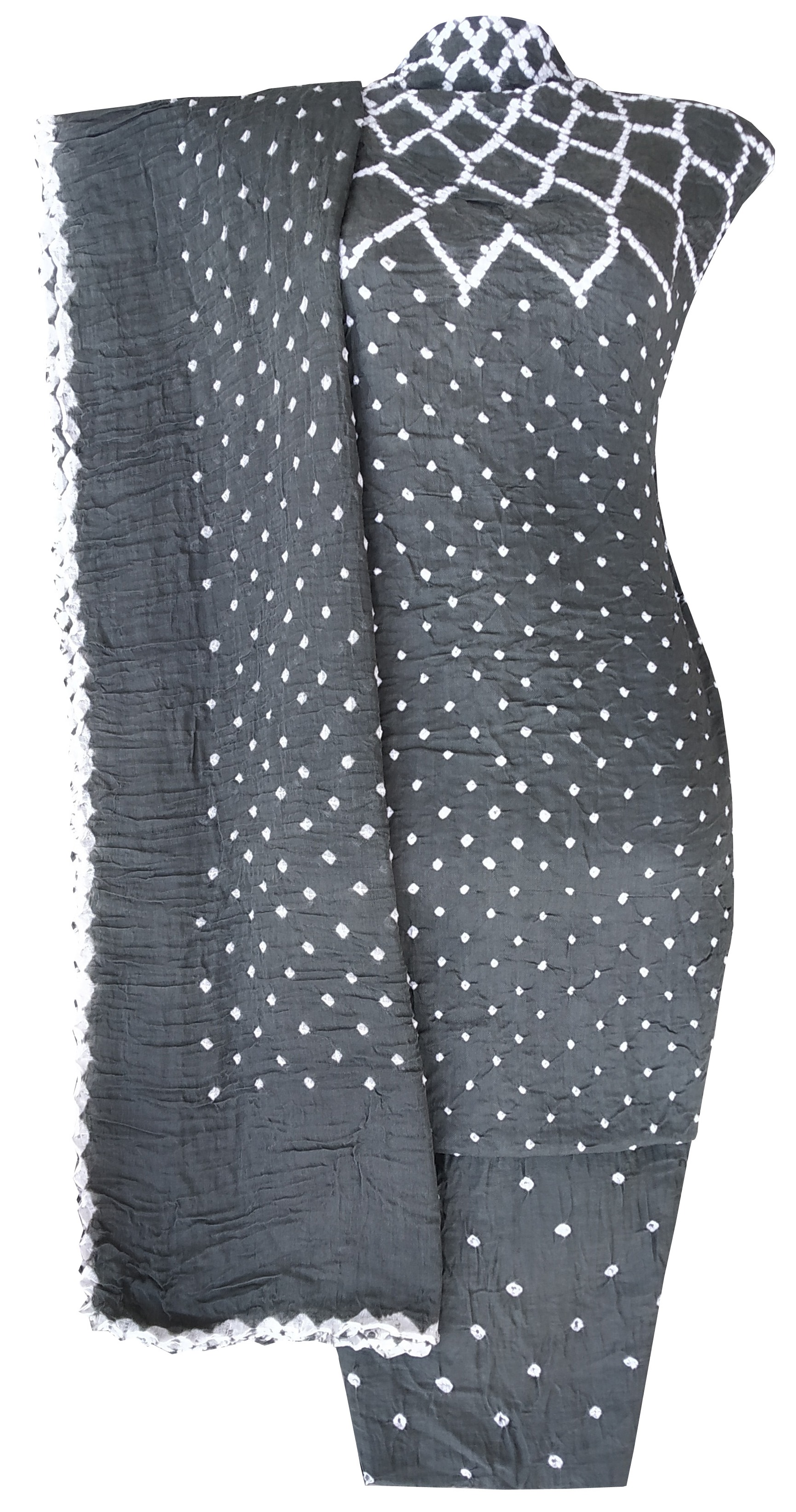 Dark Grey Bandhani Dress - AHVAN Handicrafts