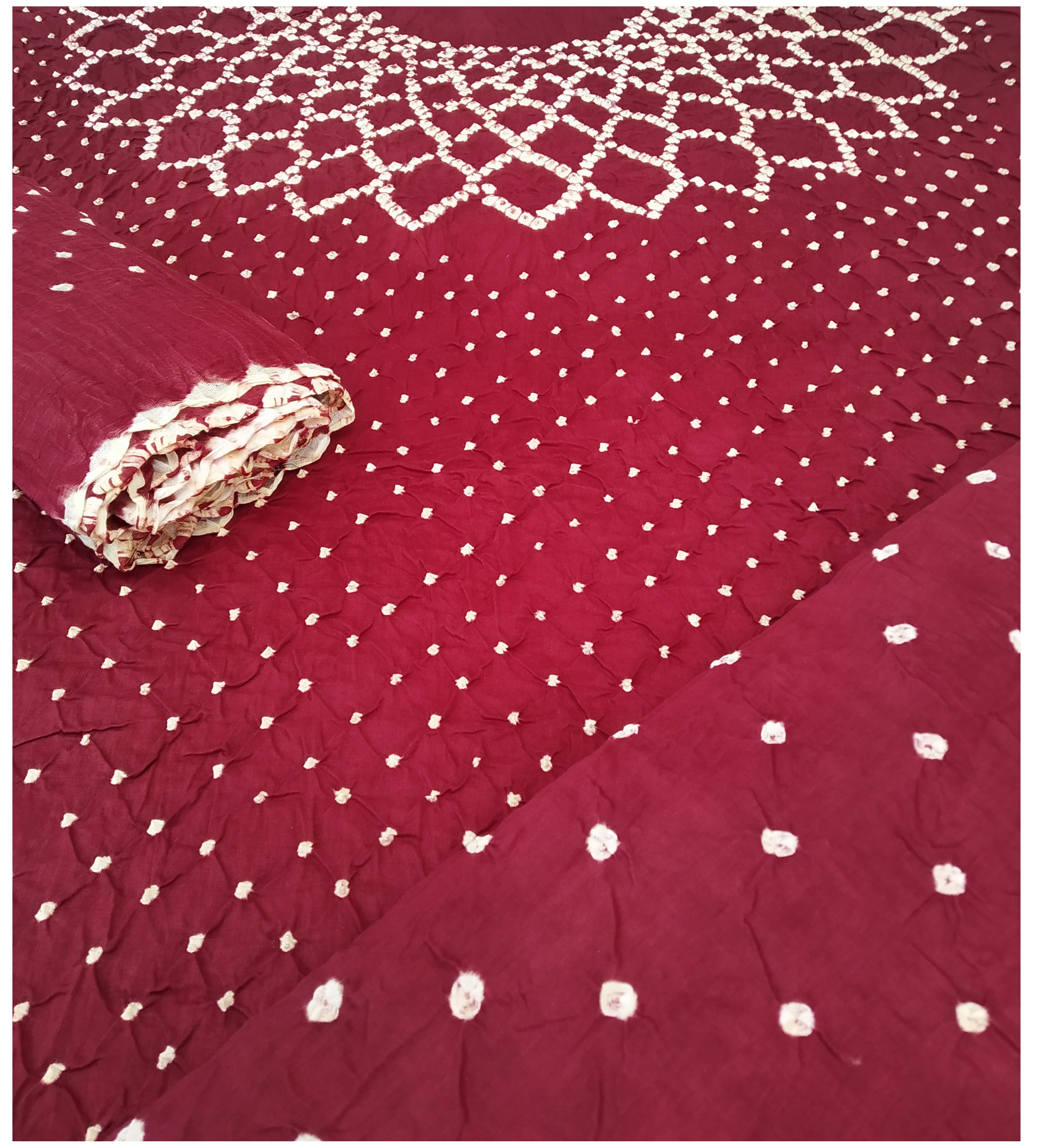 Maroon Bandhani Dress - AHVAN Handicrafts