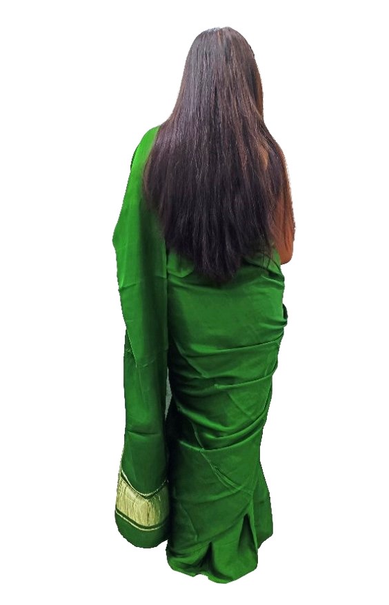 Plain Parrot Green Modal Silk Saree - AHVAN Handicrafts
