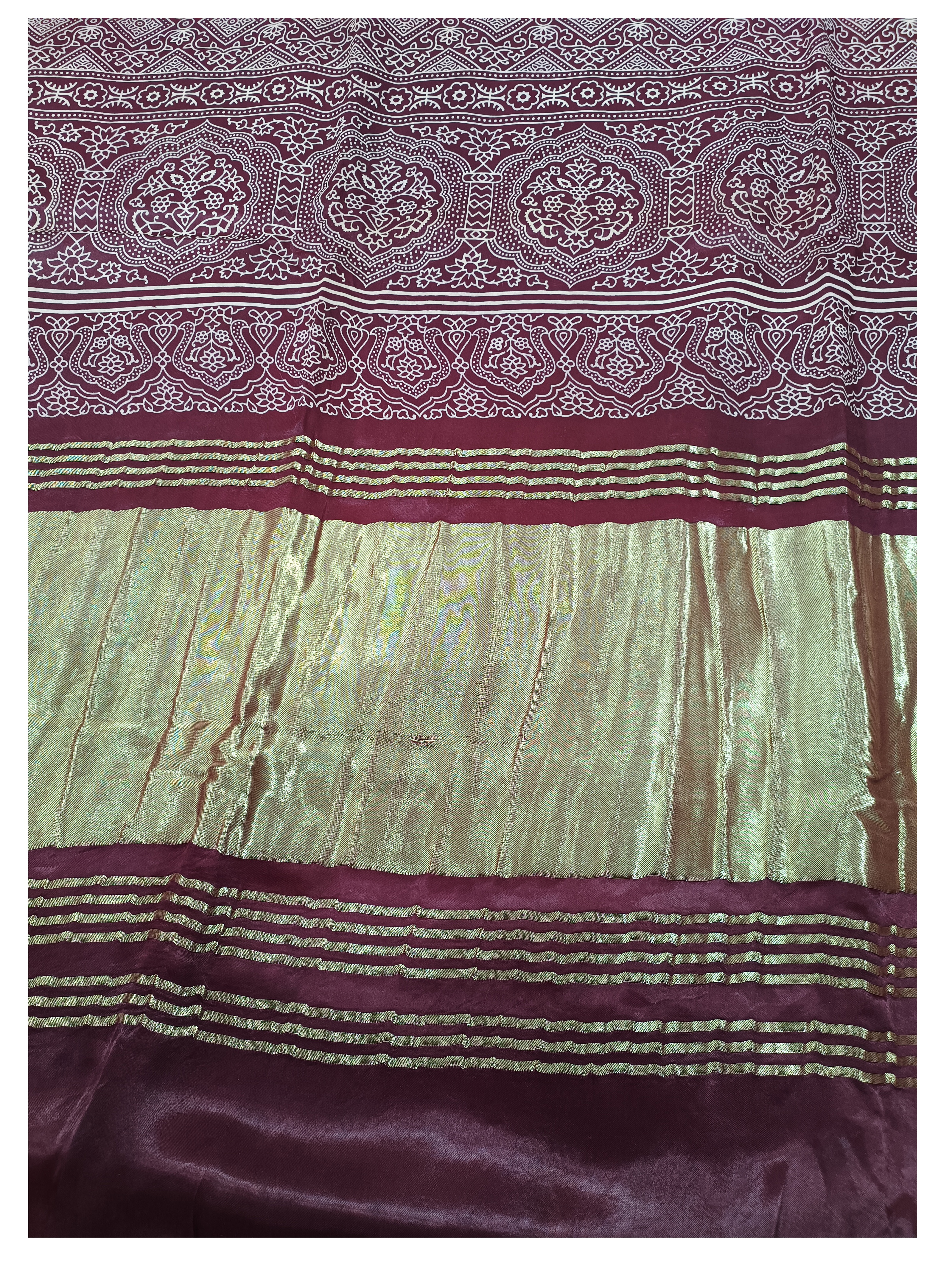 Lariya Print Maroon Modal Silk Saree - AHVAN Handicrafts