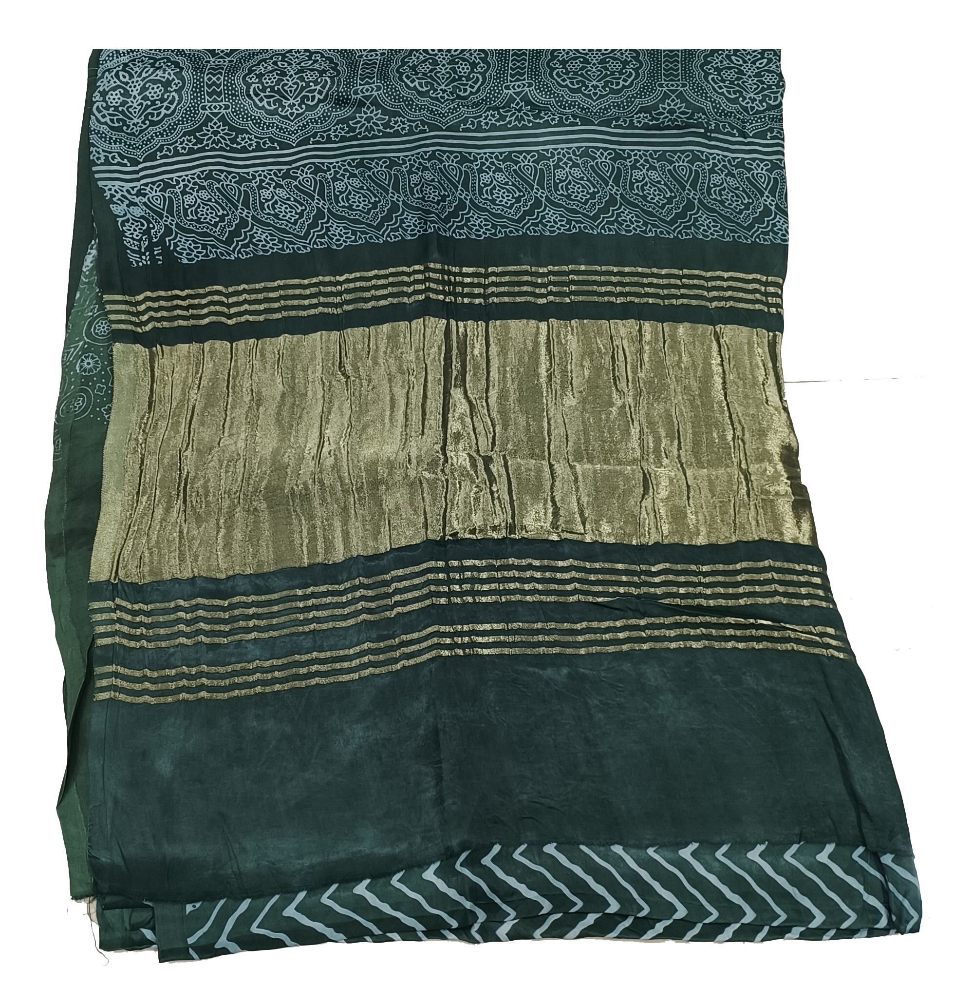 Lariya Print Green Modal Silk Saree - AHVAN Handicrafts