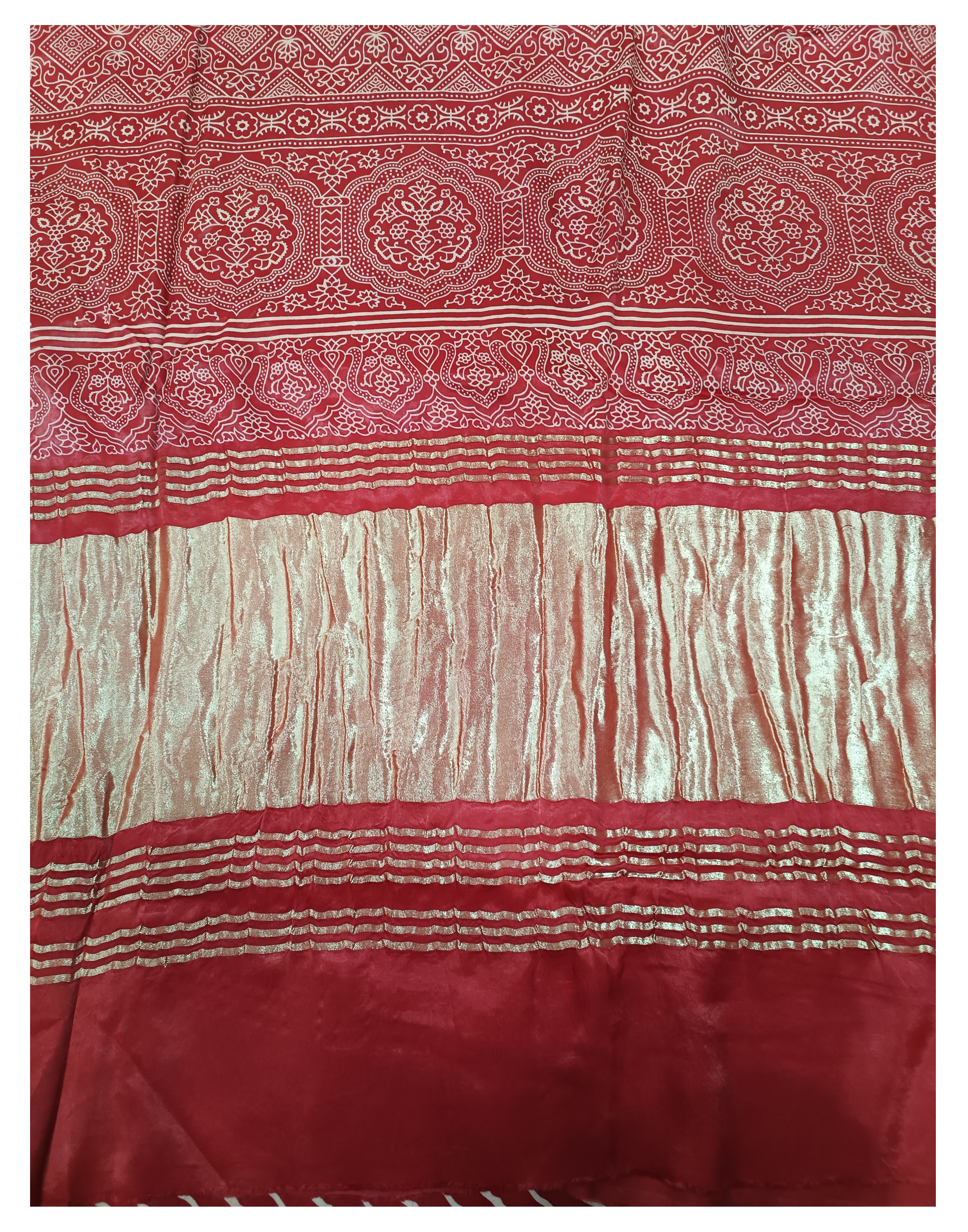 Lariya Print Red Modal Silk Saree - AHVAN Handicrafts