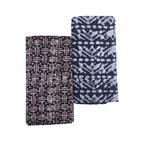 Lungi for Men Cotton Wax Batik Handloom : Blue, Brown, Set of 2 | L13